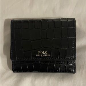 Polo Ralph Lauren Black Croc-Embossed Leather Wallet